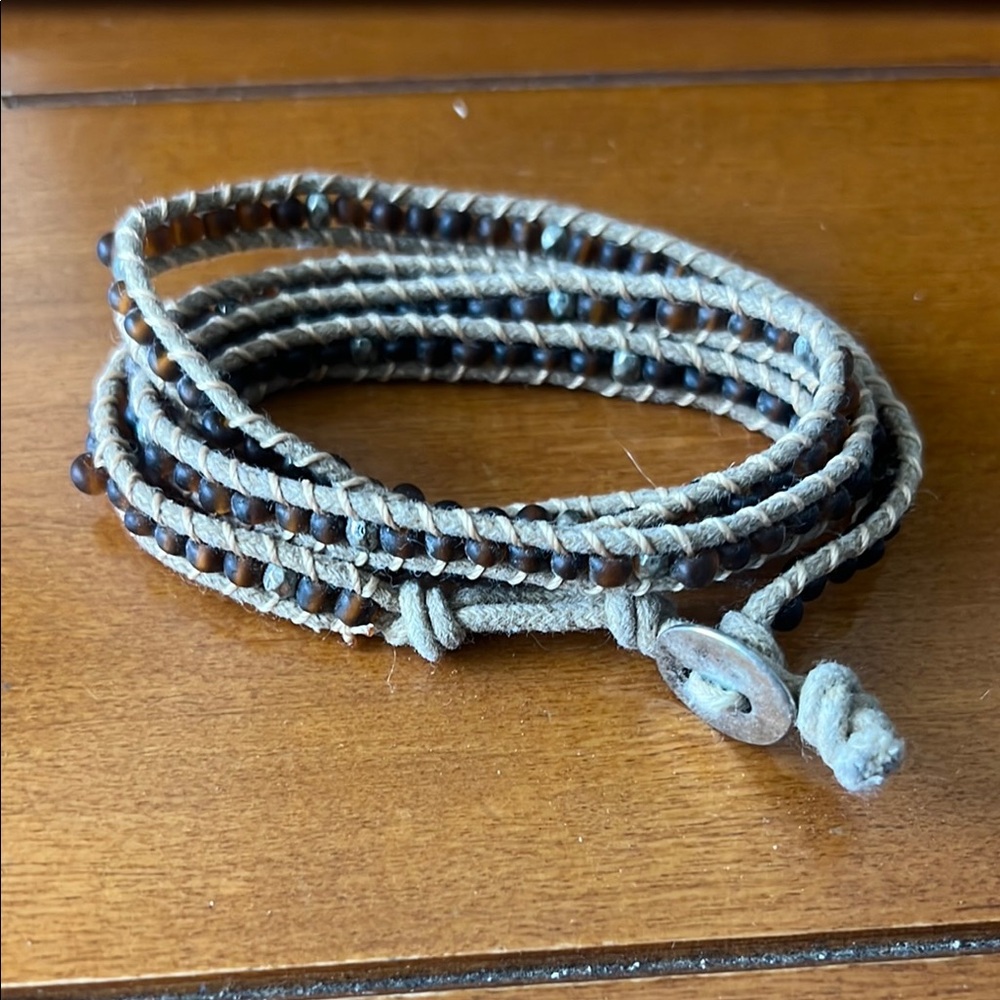 Handcrafted Brown and Tan Wrap Bracelet